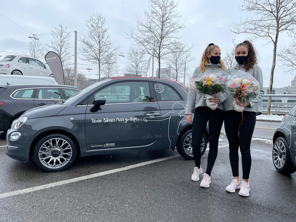 Fiat-Händler Belwag AG Bern unterstützt das Beachvolleyball Duo Böbner und Vergé-Dépré