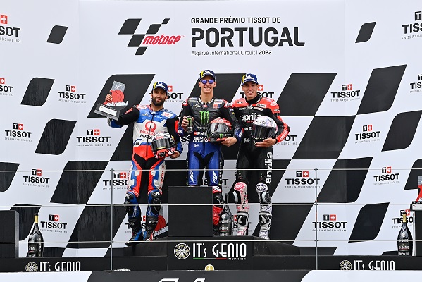 MotoGP podium L-R_Zarco, Quartararo and Aleix Espargaro - motogp.com