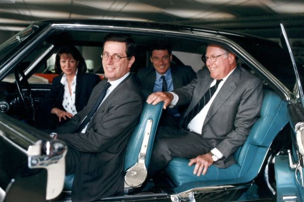 Sergio Pininfarina + figli Lorenza, Andrea e Paolo con Lancia Florida II
