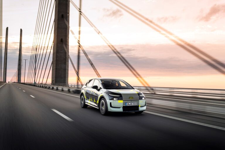 Audi A2 e-tron with design foil Outdoor driving shot, exterior, three-quarter front view