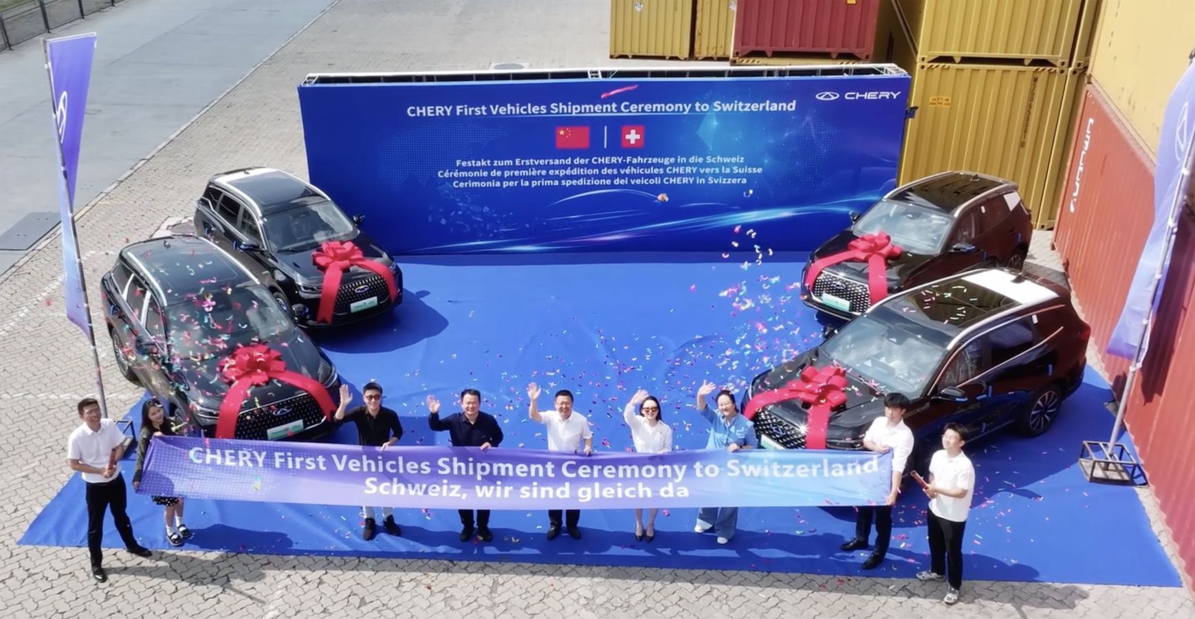 CHERY 5382db Official dispatch ceremony for 500 vehicles of the TIGGO range destined for the Swiss market