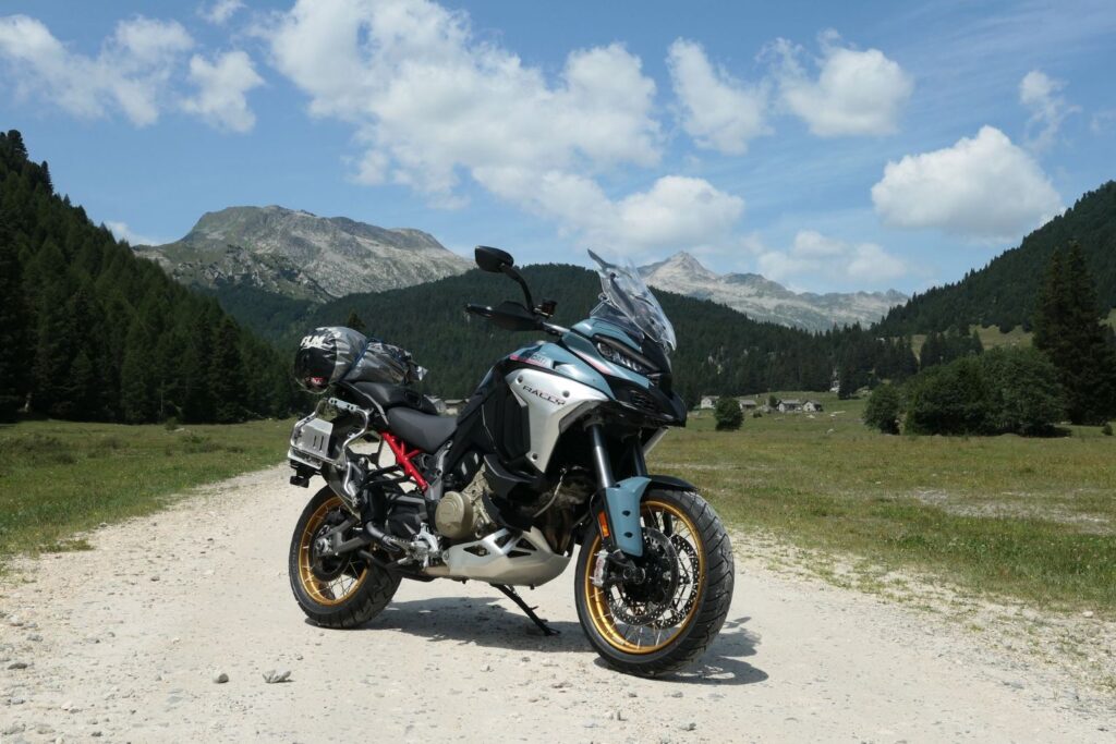 Multistrada alpine meadow front view