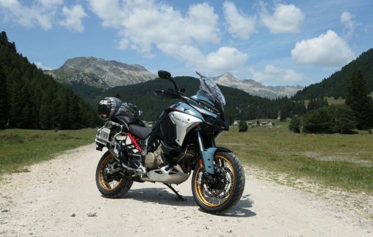 Multistrada alpine meadow front view
