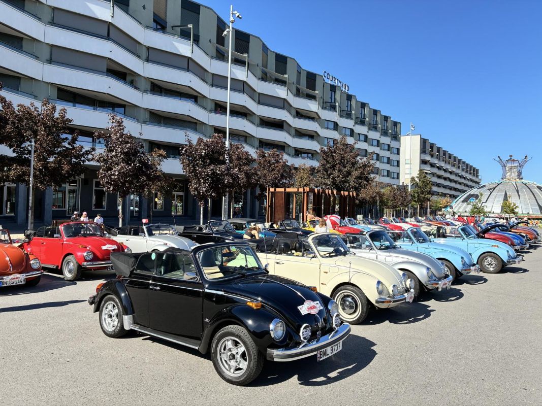 Volkswagen Käfer Cabriolet lineup at the international meeting in Biel, Switzerland