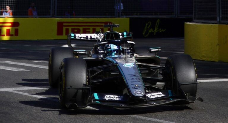 Race winner George Russell Mercedes AMG Petronas F1.