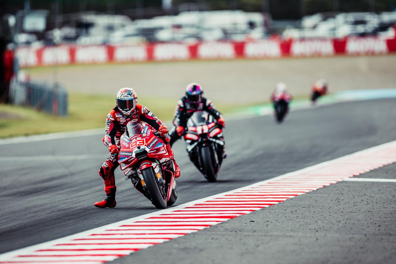Marc Marquez on Ducati wins everything in Motegi.