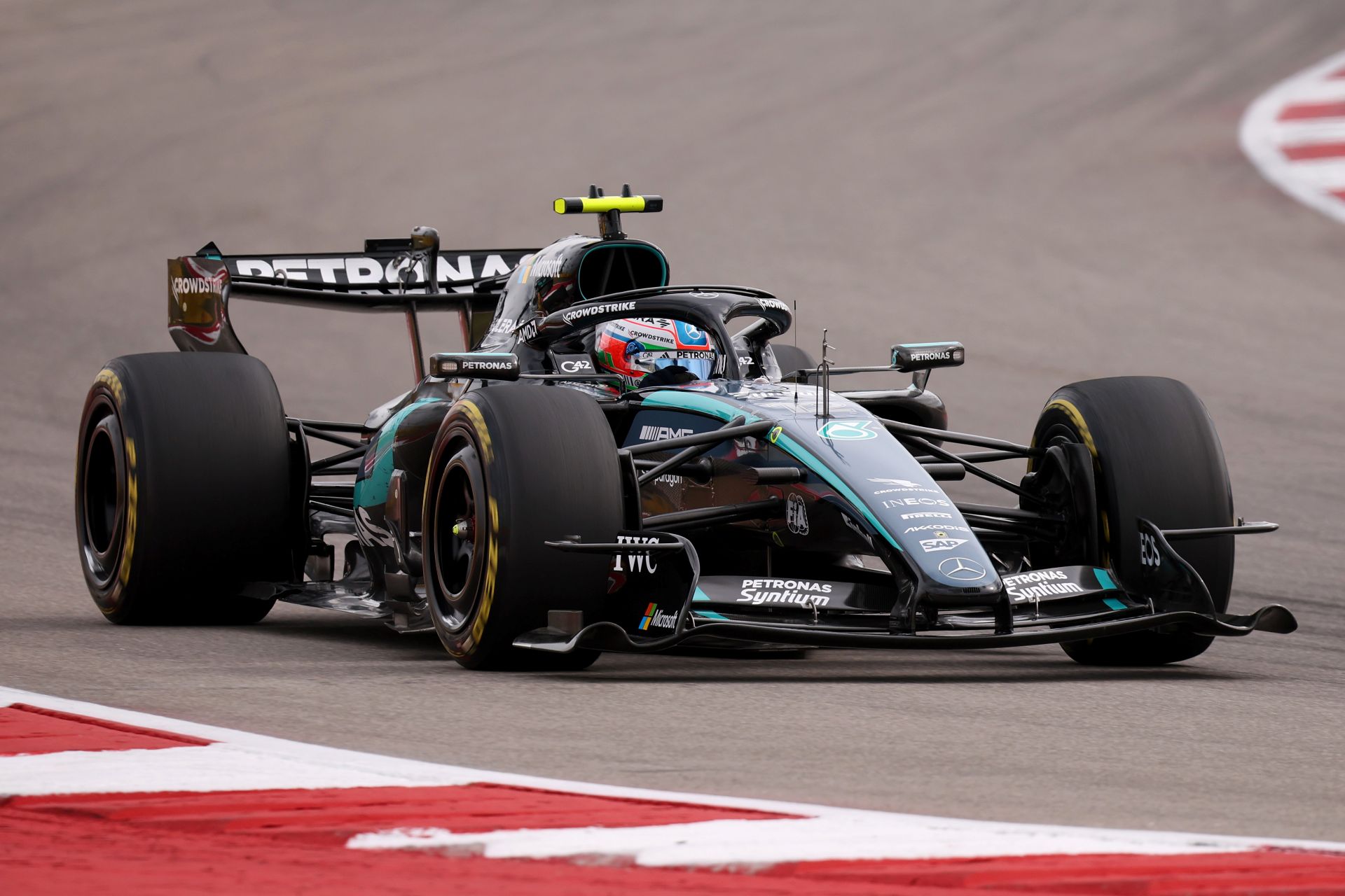 Andrea Kimi Antonelli of Italy driving the (12) Mercedes AMG Petronas F1 Team W17 on track during the F1 Grand Prix of United States 2026.